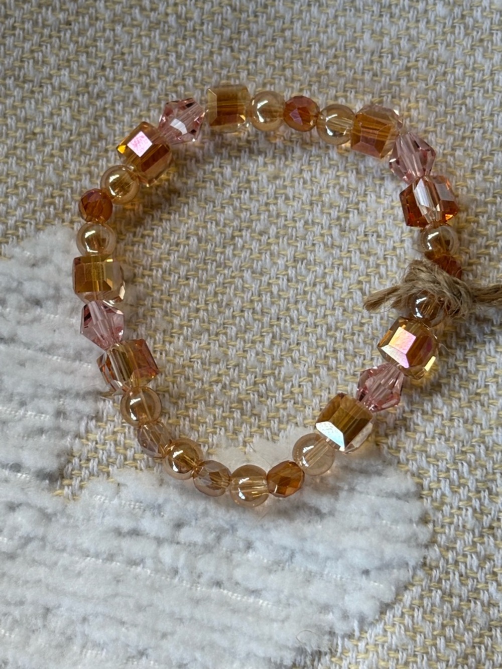 Handmade Pink & Gold Beaded Bracelet